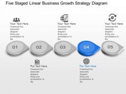 Ax five staged linear business growth strategy diagram powerpoint template slide