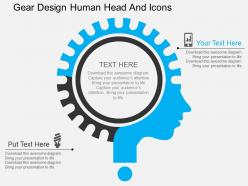 Ay gear design human head and icons flat powerpoint design