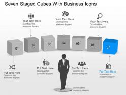 Ay seven staged cubes with business icons powerpoint template