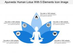 Ayurveda human lotus with 5 elements icon image