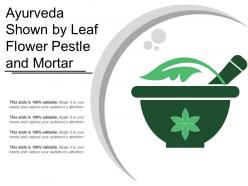 Ayurveda Shown By Leaf Flower Pestle And Mortar