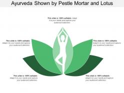 Ayurveda shown by pestle mortar and lotus
