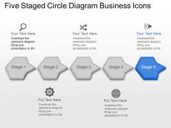 Az five staged linear diagram business icons powerpoint template slide