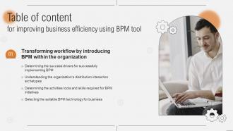 B113 Table Of Content For Improving Business Efficiency Using BPM Tool