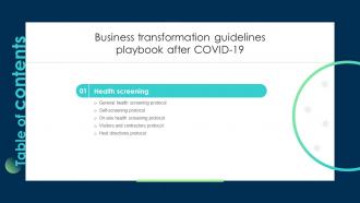 B119 Table Of Contents Business Transformation Guidelines Playbook After Covid 19