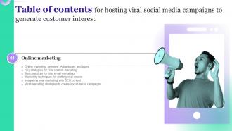 B122 Hosting Viral Social Media Campaigns To Generate Customer Interest Table Of Contents b122 Hosting Viral Social Media Campaigns To Generate Customer Interest Table Of Contents