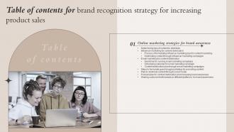 B136 Table Of Contents For Brand Recognition Strategy For Increasing Product Sales