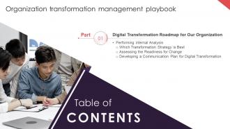 B255 Table Of Contents Organization Transformation Management Playbook