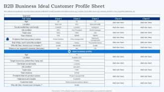 B2B Business Ideal Customer Profile Sheet