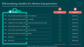B2B Marketing Checklist For Effective Lead Implementing B2B Marketing Strategies Mkt SS