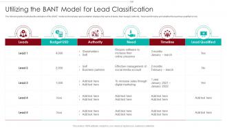 B2B Marketing Sales Qualification Process Utilizing The Bant Model For Lead Classification