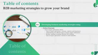 B2B Marketing Strategies To Grow Your Brand Slide Table Of Contents MKT SS V