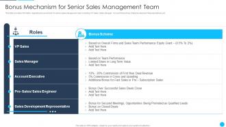B2B Sales Best Practices Playbook Bonus Mechanism For Senior Sales Management Team