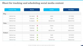 B2b Social Media Marketing For Lead Generation Sheet For Tracking And Scheduling Social Media Content