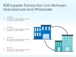 B2b supplier transaction icon between manufacturer and wholesaler