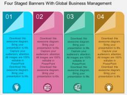 Ba four staged banners with global business management flat powerpoint design