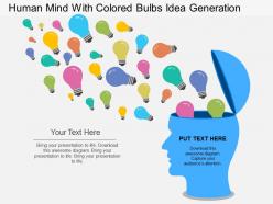 Ba human mind with colored bulbs idea generation flat powerpoint design