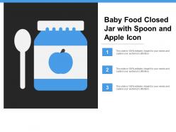 Baby food closed jar with spoon and apple icon