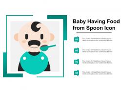 Baby having food from spoon icon
