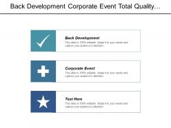 Back development corporate event total quality management marketing support cpb