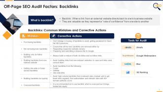 Backlinks Off Page SEO Audit Factors Edu Ppt