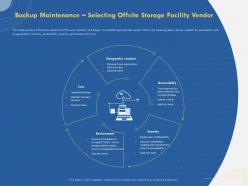 Backup maintenance selecting offsite storage facility vendor geographic location ppt slides