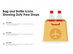 Bag and bottle icons showing duty free shops