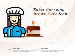 Baker carrying brown cake icon