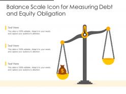 Balance scale icon for measuring debt and equity obligation