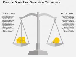 Balance scale idea generation techniques flat powerpoint design