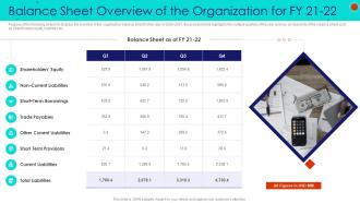 Balance sheet overview of the organization for fy 21 22 debt collection strategies