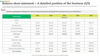 Balance Sheet Statement A Detailed Position Of The Business Office Stationery Business BP SS