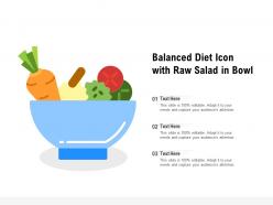 Balanced diet icon with raw salad in bowl