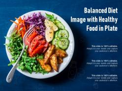Balanced diet image with healthy food in plate