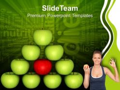 Balancing diet green apple isolated health powerpoint templates ppt themes and graphics 0213
