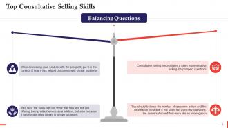Balancing Questions As A Consultative Selling Skill Training Ppt