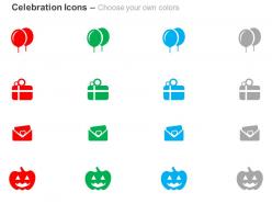 Balloons gift box love message pumpkin halloween ppt icons graphics