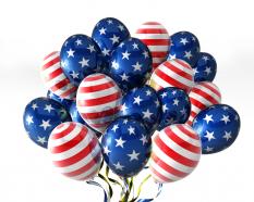 Balloons in traditional colors and american flag design stock photo
