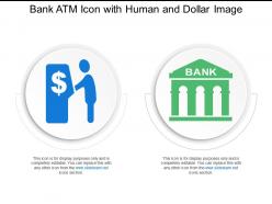 Bank atm icon with human and dollar image
