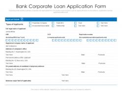 Bank corporate loan application form
