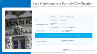Bank Correspondence Form For Wire Transfers