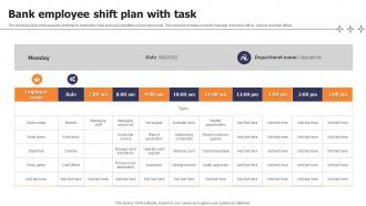 Bank Employee Shift Plan With Task