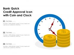 Bank quick credit approval icon with coin and clock