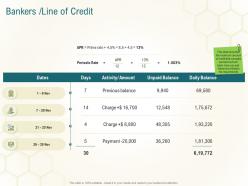 Bankers line of credit business planning actionable steps ppt infographics information
