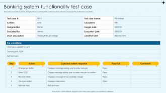 Banking System Functionality Test Case