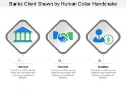 Banks Client Shown By Human Dollar Handshake