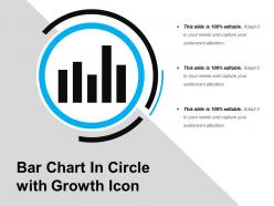 Bar chart in circle with growth icon