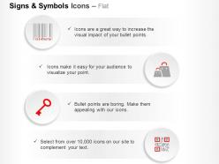 Bar code shopping bags key ppt icons graphics