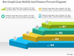 Bar graph gear mobile and finance process diagram powerpoint templates