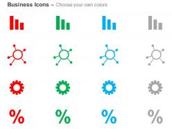 Bar graph gears percentage value ppt icons graphics